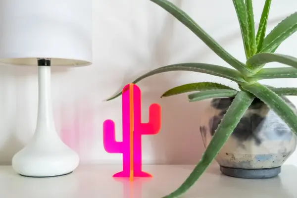 Laser Cut Neon Pink Acrylic Cactus, Great Gift, Modern Sculpture, Kids Room, Office Desk, Minimal Design - Image 2