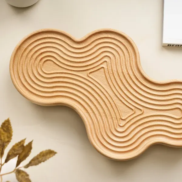 Decorative Wooden Tray, Clouds Perfume Tray with Non-Slip Pad, Bathroom Tray Organizer for Jewelry, Coffee, Desktop Decoration - Image 3